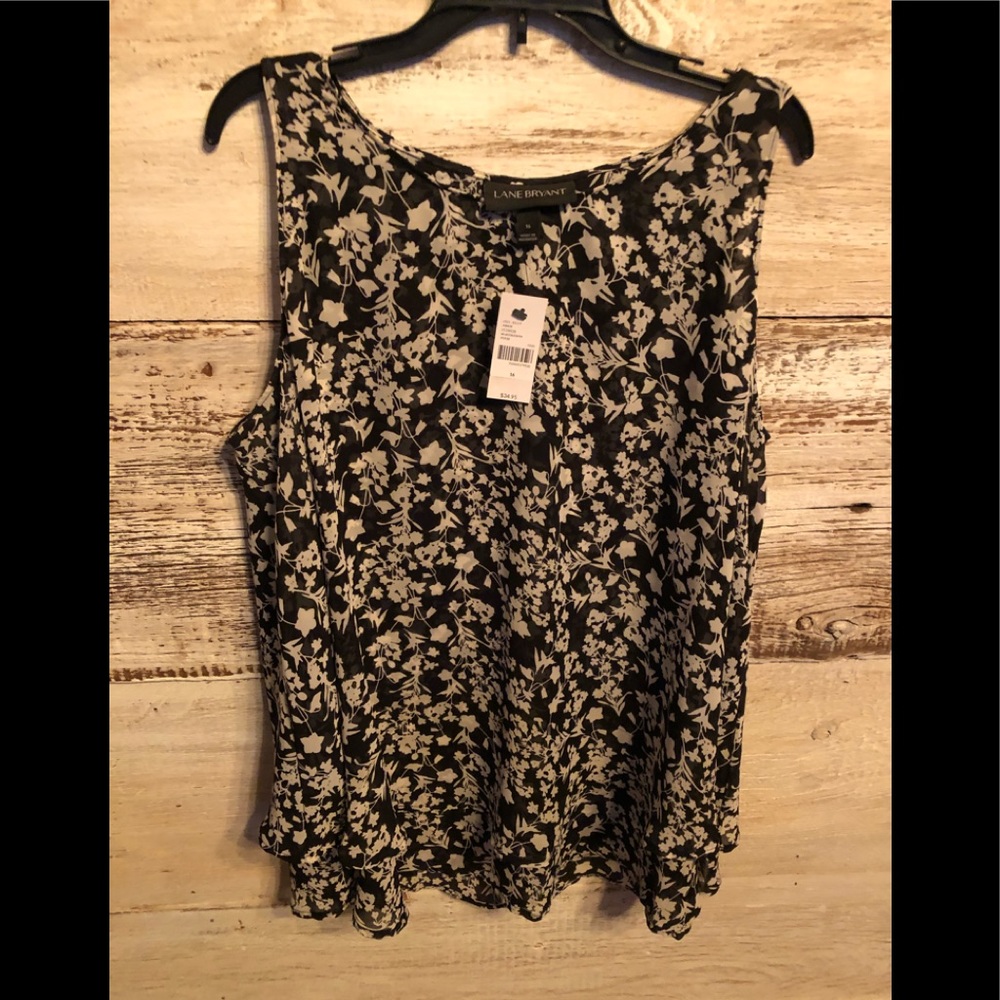 Lane Bryant Black and White Floral Blouse